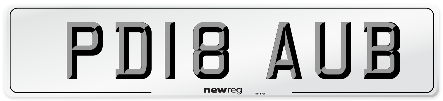 PD18 AUB Number Plate from New Reg